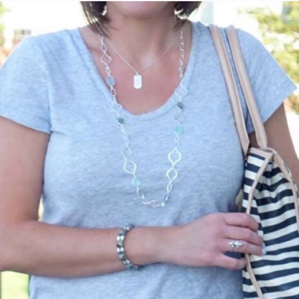 Stella & Dot | SILVER Artisan Labradorite+Aqua Amazonite Arabesque LinkN… - Picture 8 of 12